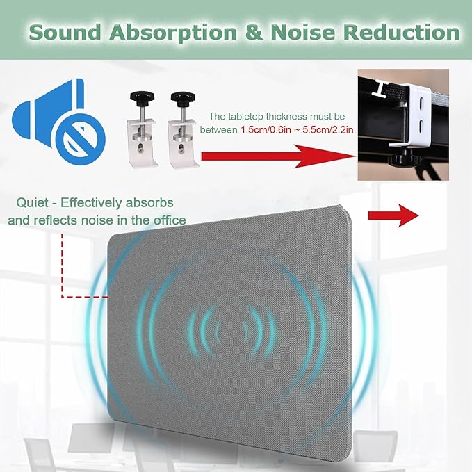 Under Desk Floor Length Privacy Panel, Desk Divider Sound Proof Privacy Shields for Under The Table Privacy Panels for Students and Office(LxH 50x60cm/20x24in)