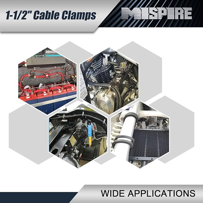 25 PCS 1-1/2 inch Cable Clamps, MISPIRE Stainless Steel Hose Pipe Clamps, Automotive Wire Rubber Insulated Clamps, Metal Clamps for Tube, Pipe and Wire Cord Installation