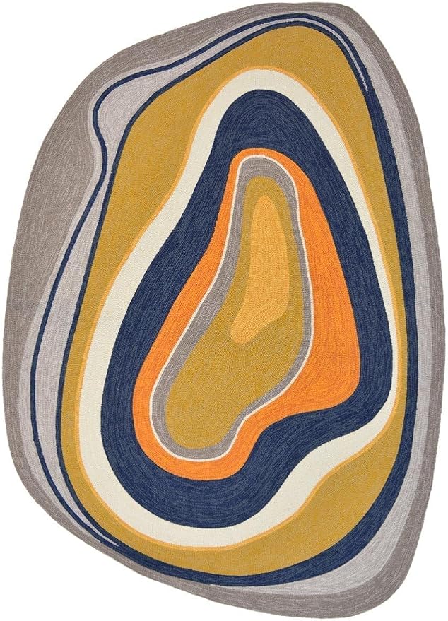Vibrant Swirl Irregular Area Rug Orange Yellow Blue Modern Abstract Shaped Rugs for Bedroom Living Room Guestroom Non Shedding Large Plush Rug Non Slip Dining Room Playroom Indoor Throw Carpet 6x8