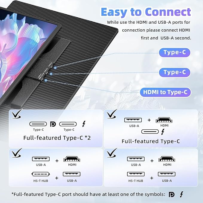 BKVOO 15.6" Laptop Screen Extender Monitor - Detachable Triple Monitor FHD 1080P IPS 120% sRGB 235° Rotation Travel Extra Screen Compatible with Wins Mac Chrome Dex Fits 13-17" Laptop
