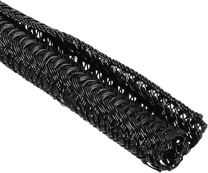 MECCANIXITY 1/5 Inch ID Split Loom Tubing 18ft Polyester Cord Protector Wire Cable Sleeve for USB Cable Power Cord, Black
