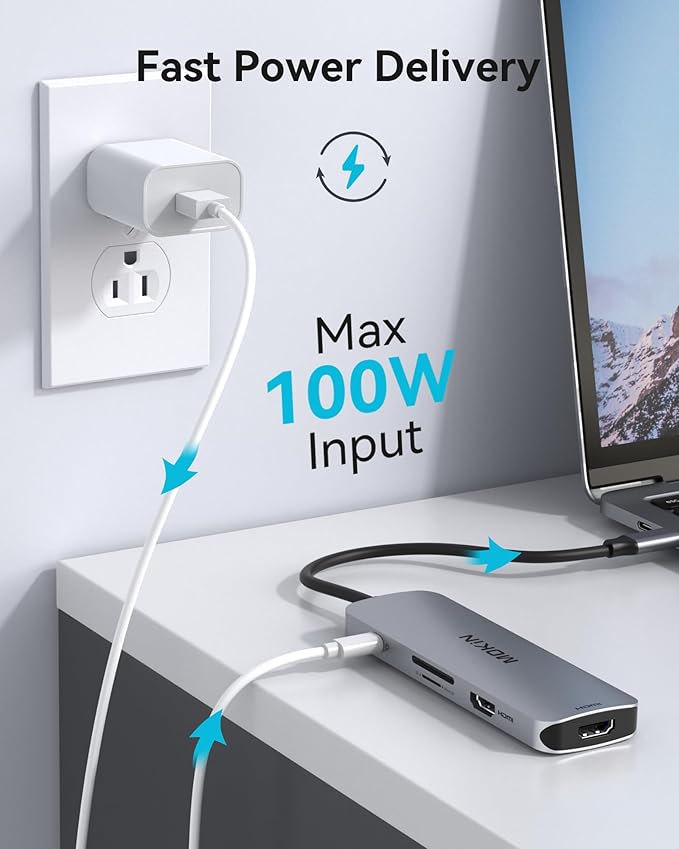 MOKiN USB C Docking Station Dual Monitor, USB C to Dual HDMI Adapter, 8 in 1 Laptop Docking Station with 2 HDMI(4K @60Hz), PD Charging, USB A&C 3.0 Ports, SD/TF for Dell/HP/Lenovo/Surface/Yoga etc