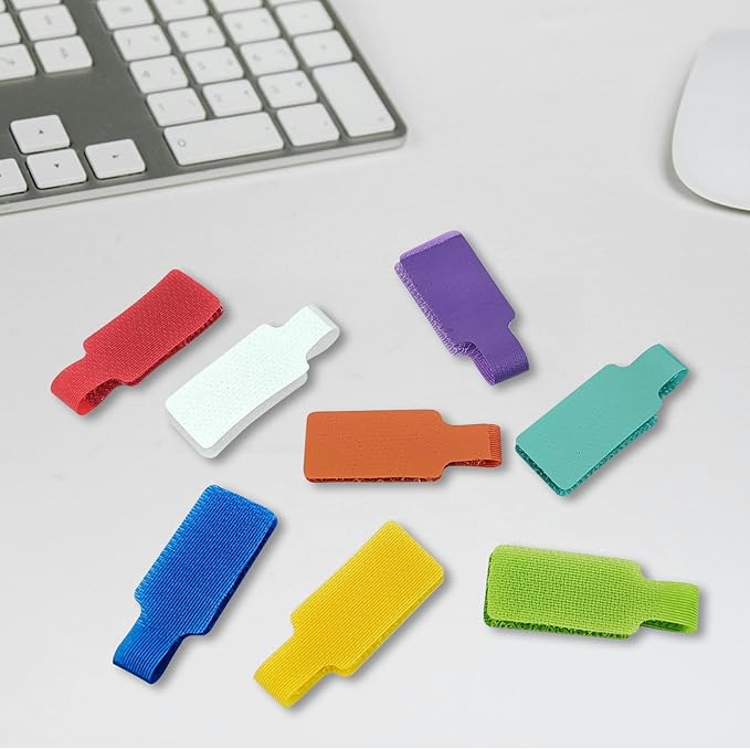 16 Pcs Cable Labels, 1.77x0.79 Inch Multicolored Handwriting Cable Tags for Organizing Wires and Identification, Reusable (8 Colors)