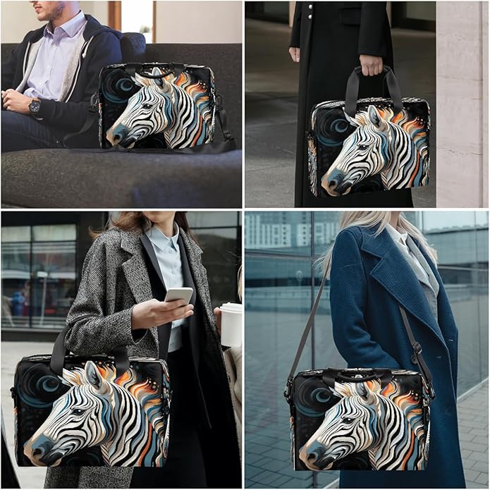 JXDXHCW Animal Zebra Laptop Bag Carrying Case 15.6 Inch Laptop Briefcase Messenger Shoulder Bag for Tablet Computer Bag for Travle Business Men Women