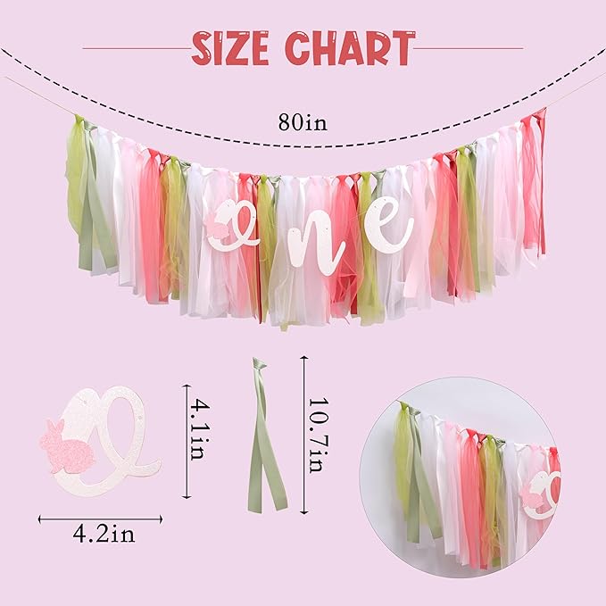 Bunny High Chair Banner 1st Birthday - Some Bunny Is One High Chair Banner, Easter Rabbit First Birthday Decorations for Party, Smash Cake, Photo Props