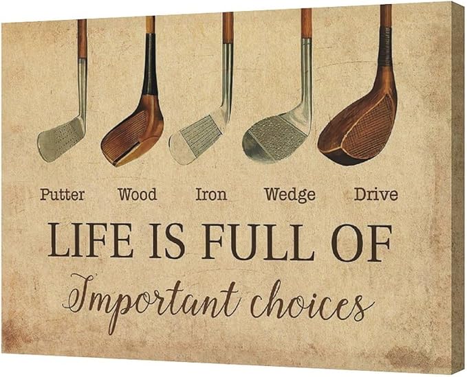 Golf Wall Art Golf Pictures Wall Decor Golfing Canvas Poster Prints Rustic Decorations Painting Framed Artwork Office Home Decor For Bathroom Bedroom Dining Living Room 24"x20"