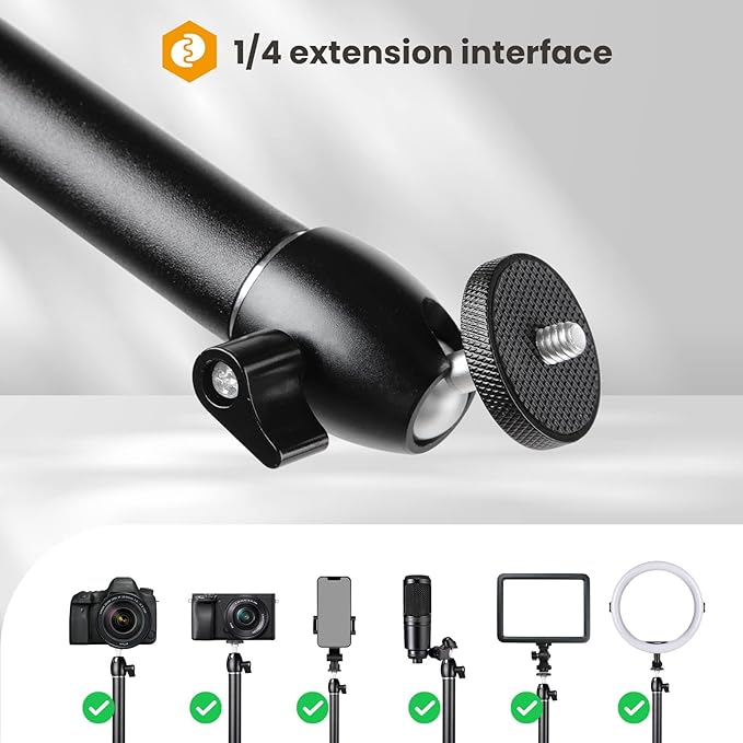 TARION Camera Desk Mount Stand - Articulating Arm, Flexible Overhead Mount, Adjustable Heavy Duty Tabletop DSLR Arm Boom for Flat Photography, Videography, Filming, Live Streaming TKB01