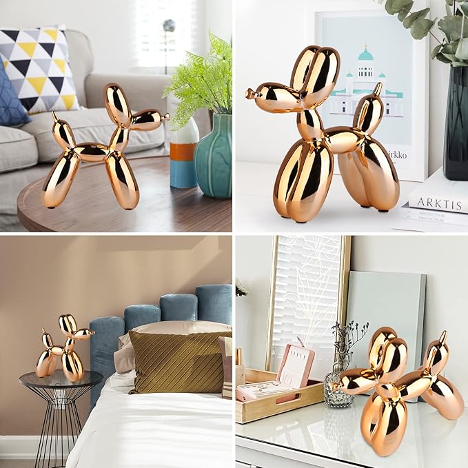 Orange Balloon Dog Statue-balloon Animal Decor, Crafts Living Room Desktop Shelf Decorations,Preppy Home Decor Accents, Bedroom Modern Sculpture Desk Decors,office Gold Decoration Small Figurines