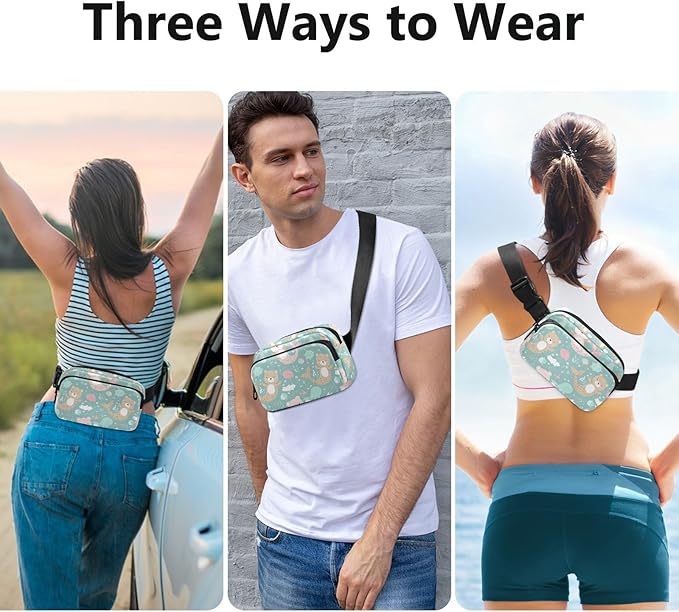 Kawaii Bear Mermaid Fanny Pack for Women Men Water Resistant Fashion Waist Packs with Adjustable Strap Belt Bag for Travel Workout Jogging Hiking 21220264