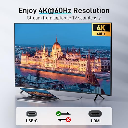 acer USB C to HDMI Cable for Home Office 10FT (4K@60Hz), High-Speed Type C to HDMI 2.0 Braided Cord, Thunderbolt 4/3 Compatible with MacBook, iPhone 16/15 Pro/Max, iMac, iPad Pro, Galaxy S24, Surface