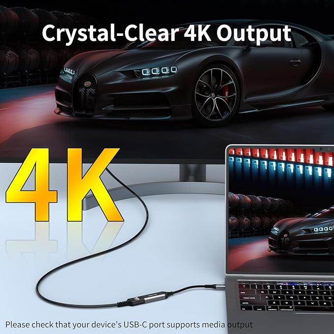 USB Type C to HDMI Adapter, USB C to HDMI 4K Cable [Thunderbolt 3/4] for MacBook Pro/Air 2023, iPhone 15 16 17 Pro Max, Dell XPS, Pixelbook, Surface, IPad Pro, iMac, XPS 17, Galaxy S25 S24