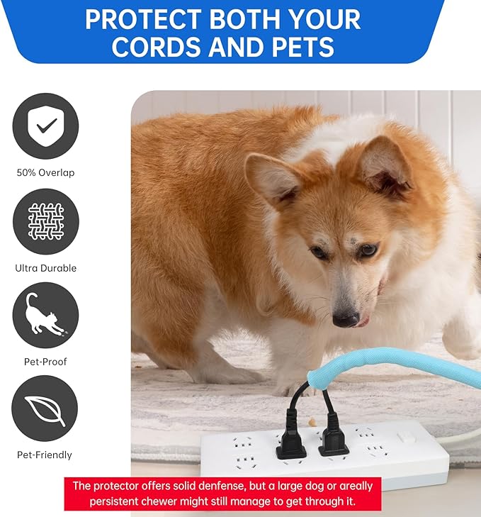 YOUBO Split Braided Cable Sleeve，Flexible Wire Loom Tubing, Automotive Cord Protector Pet Proof, Cable Management for Computer TV Electric Wires Harness 16ft (Sky Blue, 13mm（1/2")