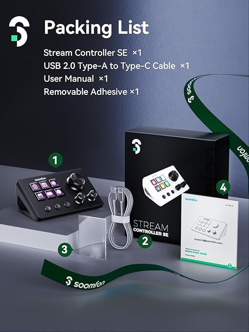 SOOMFON Stream Controller SE Stream Control Deck with 6 Customizable LCD Macro Keys to Trigger Actions in OBS Twitch YouTube for Content Creators Streaming Gaming Compatible with PC & Mac