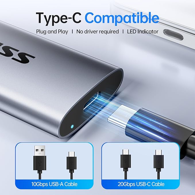 SSK External SSD 4TB, up to 2000MB/s External Solid State Drives, USB 3.2 Gen2X2 NVMe Portable SSD External Hard Drive, Ultra Low Power for iPhone 15/Pro MacBook/Pro/OTG Phone/Laptops