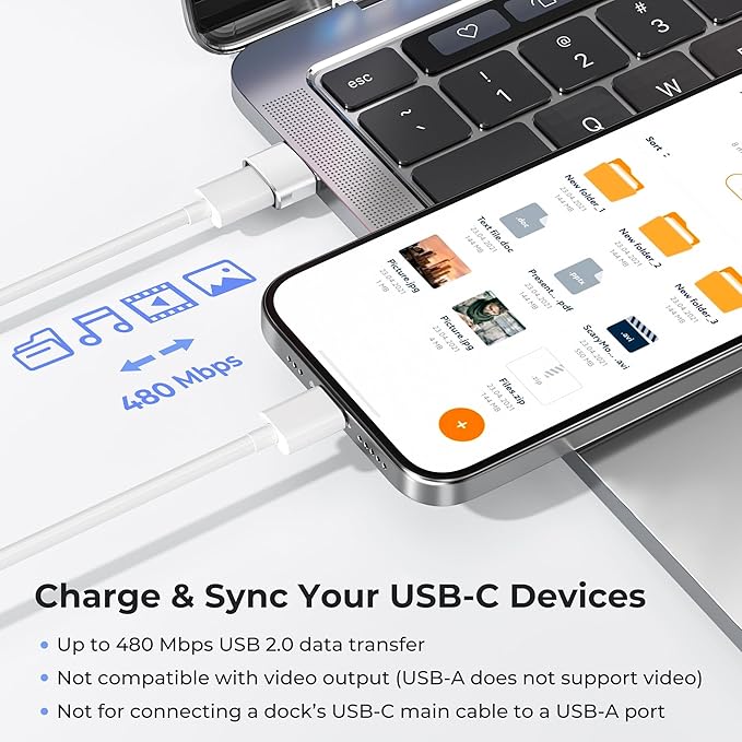 Basesailor USB to USB C Adapter,USBC Female to USB A Male Adapter,Type C Converter Charger for iPhone 17 Pro Max,16 15,Apple Watch iWatch S11 S10 SE,AirPods 3,iPad mini Air,Samsung Galaxy S25,White