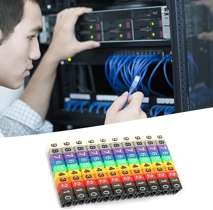 Clip-on String Wire Marking Boxed Plastic Digital Number Wire Label Tube Set Colorful Cable Marker (100PCS -2.5MM)