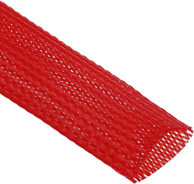 uxcell Expandable Sleeving,1 9/16-inch 10ft Cable Sleeve, Red