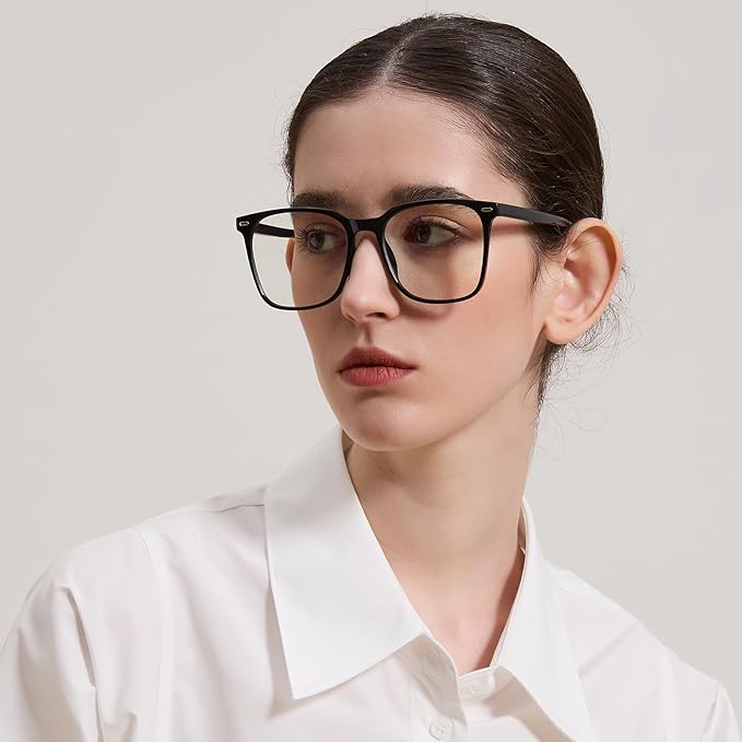 MACJERO Oversized Square Blue Light Blocking Glasses for Women Men, Anti-Fatigue Computer Monitor Gaming Glasses Reduce Eye Strain(Black)