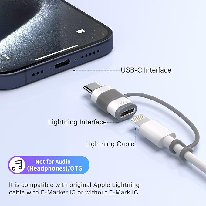4 Pack Lightning to USB C Adapter for iPhone 15/16/17 Pro/17 Pro Max,for iPhone 17/16 Charger,17/16 Accessories,Fast Charging & Data Transfer,USB C Charger Connector Cable,Not for Audio/OTG