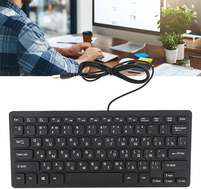 SENECESLI 78 Key Ultra Slim Language Keyboard, Russian Arabic English Bilingual Keyboard, Wireless Bluetooth, Travel Portable for Tablets Laptops Phones (Russian)