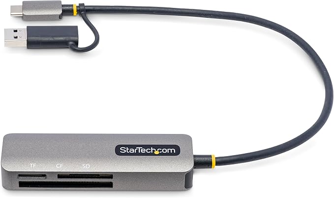 StarTech.com USB 3.0 Multi-Media Memory Card Reader, SD/microSD/CompactFlash, USB-C External Card Reader with USB-A Adapter