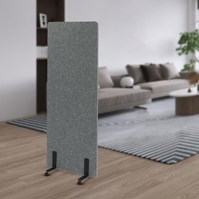 24 x 66 inch Privacy Panel, Soundproof Room Divider W/Wheels, Freestanding Noise Reducing Acoustic Room Wall Divider for Office Sound Proofing & Reducin