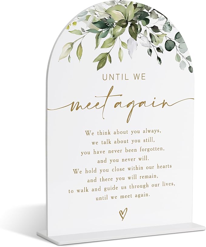 Wedding Memorial Sign, Greenery Gold Bridal Shower Decorations, Memorial Table Sign, Wedding Signs for Ceremony and Reception, Engagement Party Desk Decorations, Wedding Table Acrylic Decor - 40