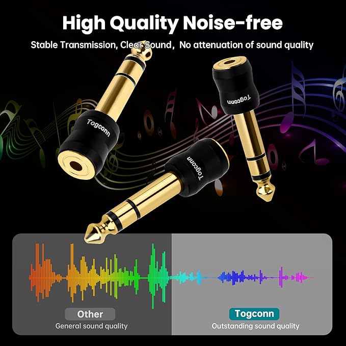 6.35mm 1/4 Inch to 3.5mm 1/8 Inch Adapter 2 Pack, 6.35mm Quarter Inch TRS Stereo Male to 3.5mm Female Jack Plug Gold-Plated Pure Copper Audio Converter Connector Premium Quality Series
