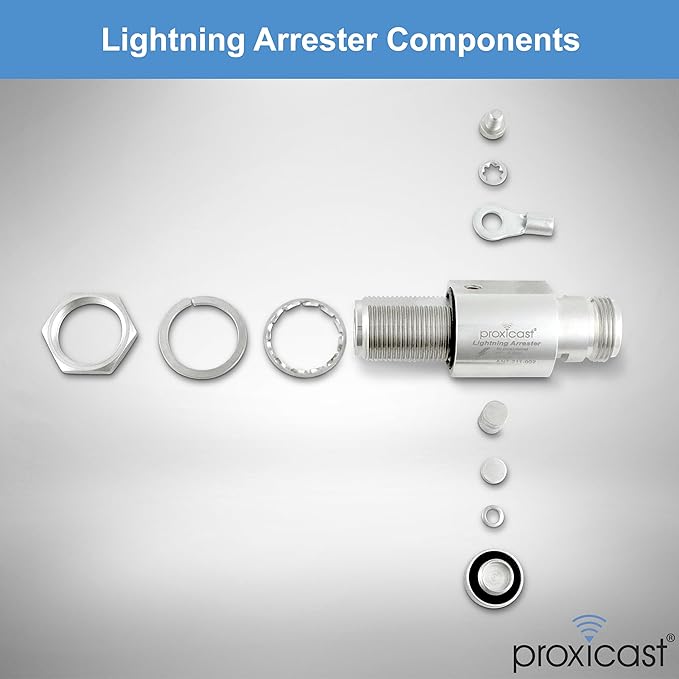 Proxicast Coaxial Lightning Arrester for 0 to 6 GHz (N-Female/N-Female) - Pro-Grade 230V Antenna Lightning Protector for 4G, LTE, 5G, Wi-Fi, 900MHz, Helium, LoRa & Other Outdoor Antennas (ANT-211-002)