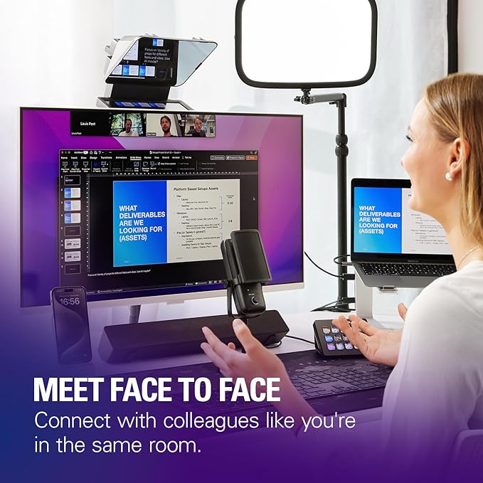 Elgato Prompter – Teleprompter with Built-in Screen for YouTube, Twitch, Zoom and More, 1080 pixels, Supports DSLR/Webcam/Smartphone, Drag & Drop Monitor Display, Works with Mac/PC & Stream Deck