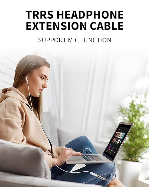 Headphone Extension Cable 4FT,3.5mm TRRS Male to Female Audio Extension Cord with Magnetic Ring Supports,Hi-Fi Sound Audio Stereo Jack AUX Extension Cable for TV,Laptop,Phone,PS4,Xbox and More