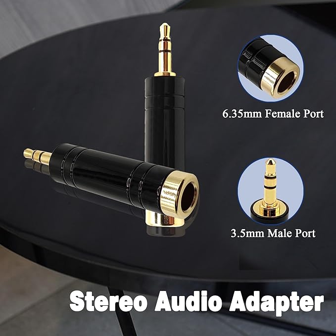 Voluty Tek 6.35MM Female to 3.5MM Male Headphone Adapter 1/4 to 1/8 Audio Stereo Adapter for Headphone 2PCS