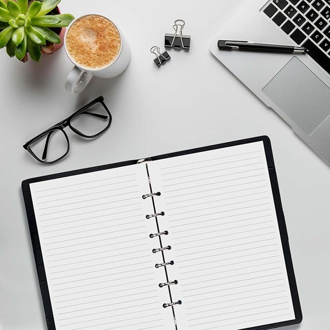 7-Hole Lined Refills Paper, A5 Filler Paper for Planner Inserts, A5 Loose Leaf Paper, 7 Hole Refills, 100 Sheets/200 Pages, College Ruled, 5.5 X 8.5 Inch (White Paper, 100 Sheets)