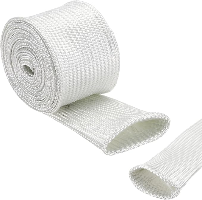 uxcell Insulation Cable Protector,35mm/1.38 Inch-2m/7 Feet High Temp Fiberglass Sleeve White