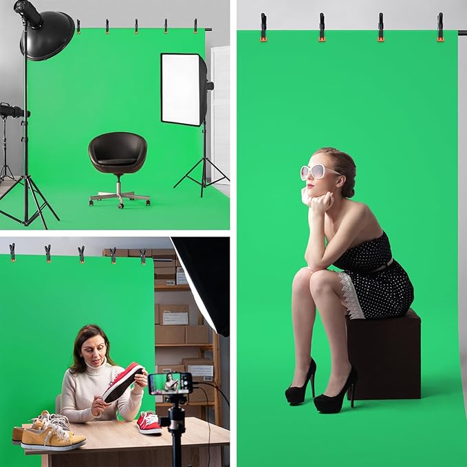 Green Screen Backdrop Kit with Stand, 8x7.2ft Portable GreenScreen Background Stand for Streaming Video and Photography Shoots