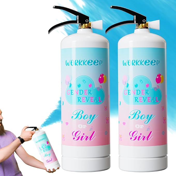 Giant Gender Reveal Fire Extinguisher Color Blasters: 2 Pcs Blue Blaster Only for Baby Boy with Blue Smoke suitable Gender Reveal Party Decorations - Blasts 20+ Feet (Blue)