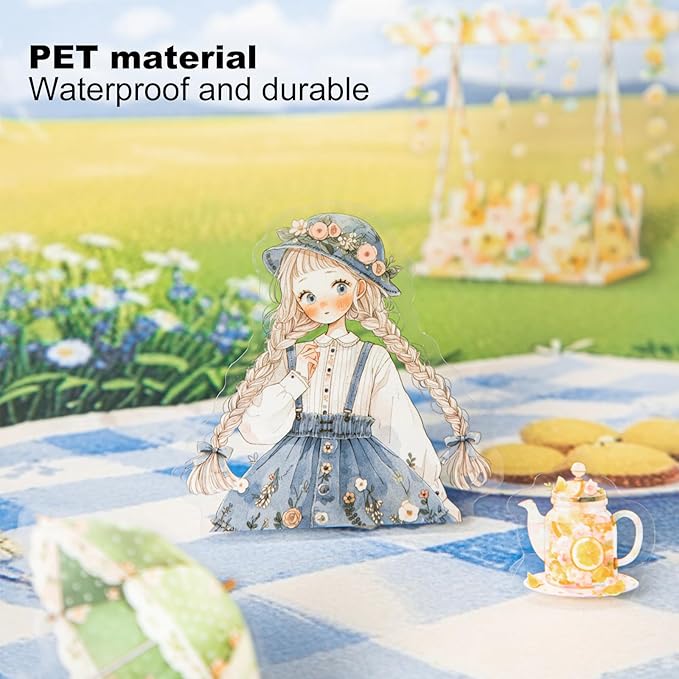 AuriicLeaf Daily Life PET Sticker Set, 120Pcs Cottagecore Stickers for Scrapbooking, Journaling, DIY Crafts and Planner Supplies
