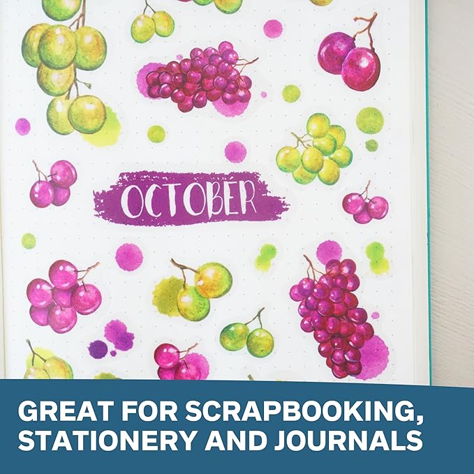 Monthly Calendar Planner Stickers - 12 Transparent Sticker Sheets with Beautiful Fruit Illustrations, Undated Calendar Stickers, Supplies for Planners or Bullet Journals