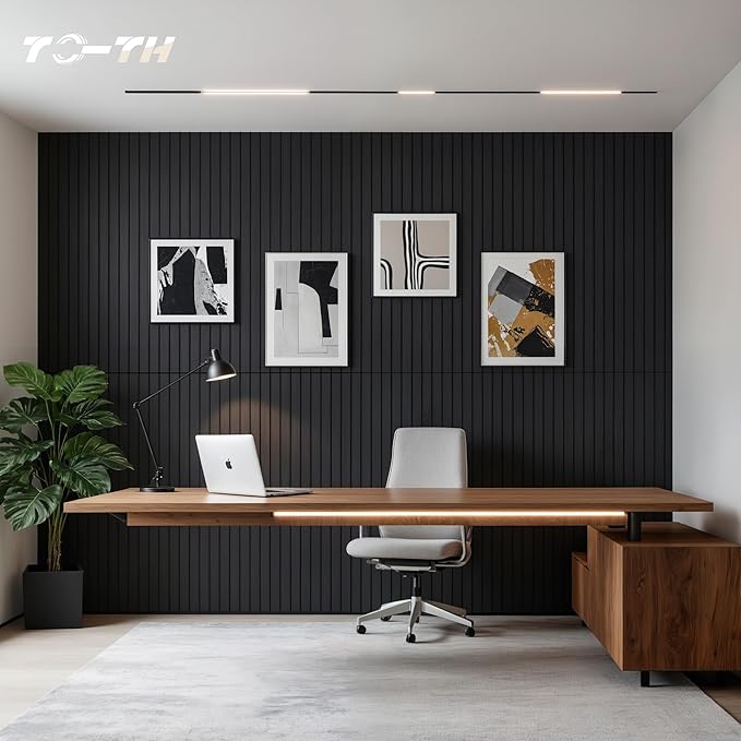 TO-TH Wood-Look Acoustic Wall Panels, 10 Pack 47.2” x 23.6” Acoustic Panels, Decorative Sound Absorbers Sound Dampening Panels for Home, Office, Basement, Smoky