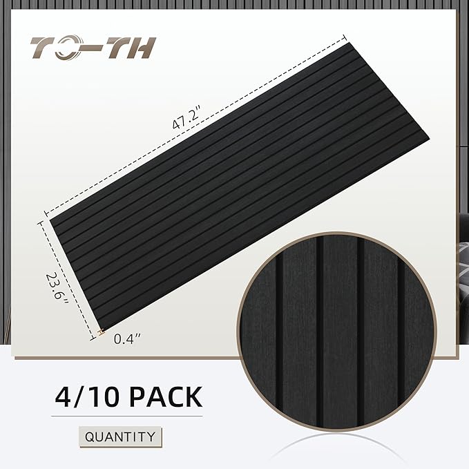TO-TH Wood-Look Acoustic Wall Panels, 10 Pack 47.2” x 23.6” Acoustic Panels, Decorative Sound Absorbers Sound Dampening Panels for Home, Office, Basement, Smoky