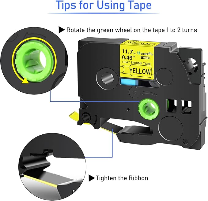 3 Pack Compatible for Brother Ptouch HSe-631 HSe631 HS-631 HS631 11.7mm Black on Yellow Heat Shrink Tube Label Tape use in PT-E300 E500 E550W P750WVP E800W P900 P900W P950NW (0.46''x 4.92ft)