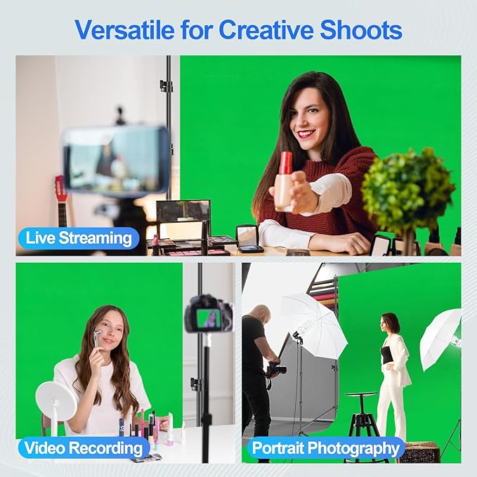 EMART 8.5X10 FT Green Screen Backdrop Kit, Photography Umbrella with 5500K Bulbs, 6X9 FT Green Backdrop with Spring Clamps, Professional Photography Lighting kit for Studio, Portrait, Video Shooting