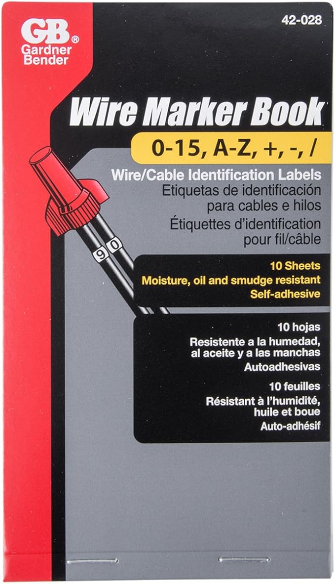 Gardner Bender 42-028 A-Z, 0-15 and Symbols Pocket Pack Wire Markers