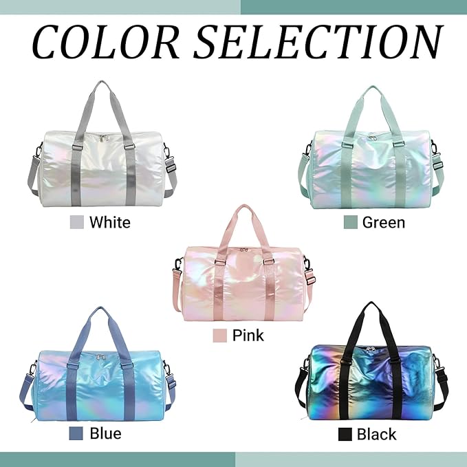 Personalized Dance Duffle Bag for Girls with Embroidered Name Custom Travel Duffle Sport Gym Bag for Women Cheerleading Weekender Overnight Luggage Bag with Shoe Compartment Customized Gifts Pink