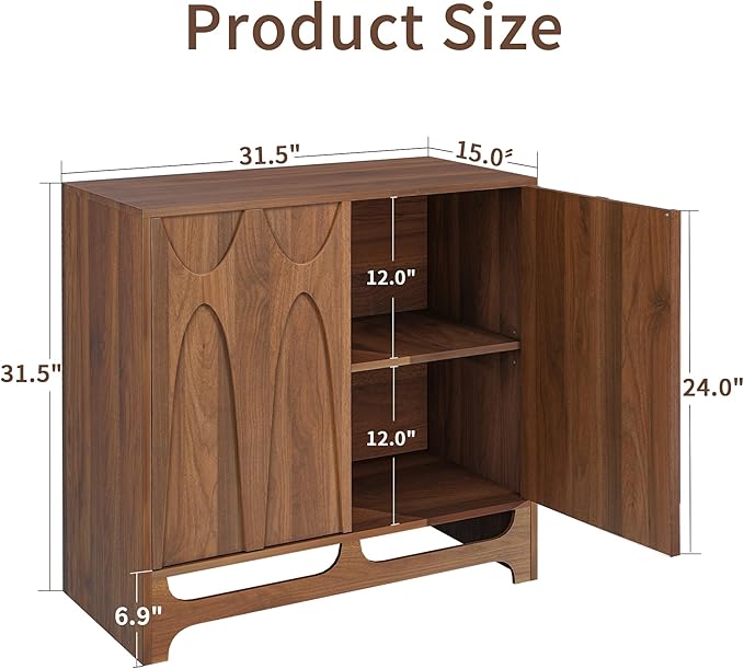 Bifins Sideboard Buffet Cabinet with Storage Set of 2, 63” Mid Century Modern Storage Cabinet with Adjustable Shelf and 4 Doors for Dining Room, Living Room,Entry