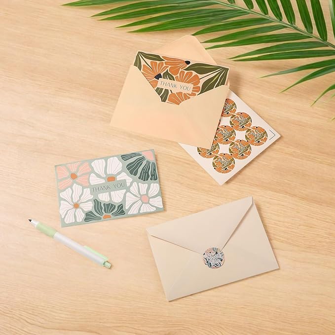 Thboxes Thank You Cards with Envelopes, 36 Pack Thank You Cards Bulk with Envelopes & Stickers 4x6 Inch Greeting Card for Birthday, Wedding, Baby Shower, Graduation, Bridal Shower, Business