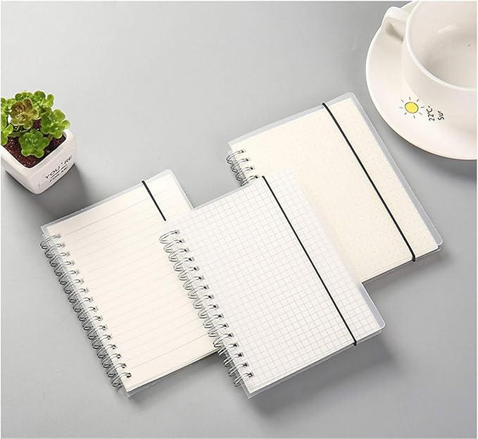Yansanido 2 Pcs A6 College Ruled Clear Hardcover Spiral Notebooks Journals Planner 5.7 Inch x 4.1 Inch 160 Pages (80 Sheets) Thick Paper (Ruled 2 Pcs)