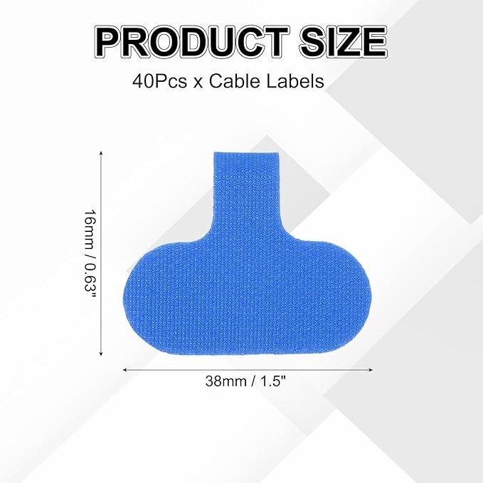 uxcell Cable Labels, 40Pcs Waterproof Cable Tag Writable Wire Labels Self-Adhesive Wire Tags Reusable Hook & Loop for Electronics Computer Cord Management Identification, Blue