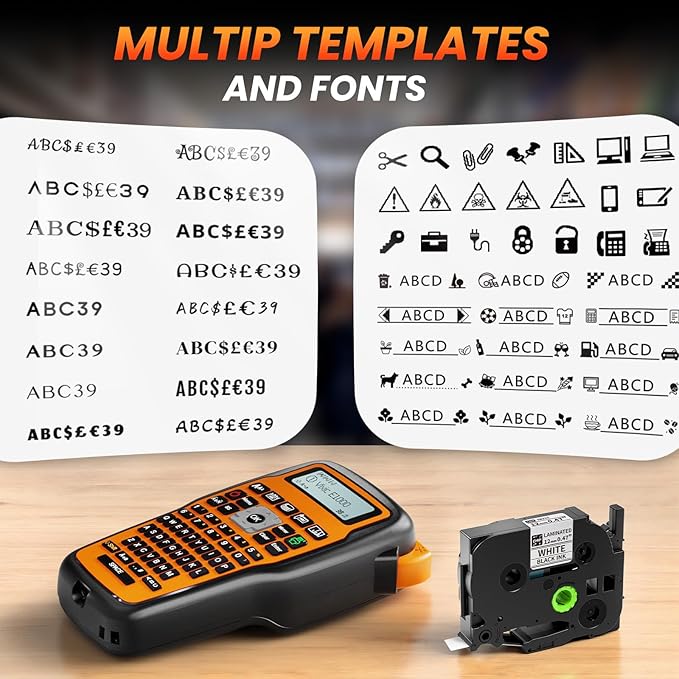 Vixic Industrial Label Maker, Cable Wire Label Maker Waterproof-Labels Bundle 4 Laminated-Tapes for Electricians Network Office Labeling, E1000 Heat Shrink Tube Labeler Machine Handheld & Portable