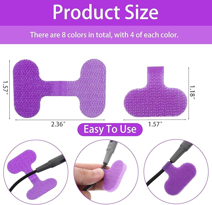 32 PCS Self-Adhesive Cable Labels, Multi Color Durable Write On Cord Label Wire Labels Computers Cable Management and Identification Waterproof Self-Adhesive Nylon Cables Label(8 Colors)